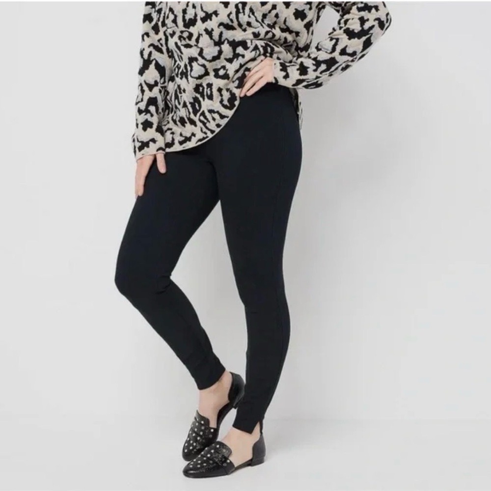 🔥SPANX Women’s Black Ankle Ponte Leggings/Pants w/ Hem Slit - Size Medium
